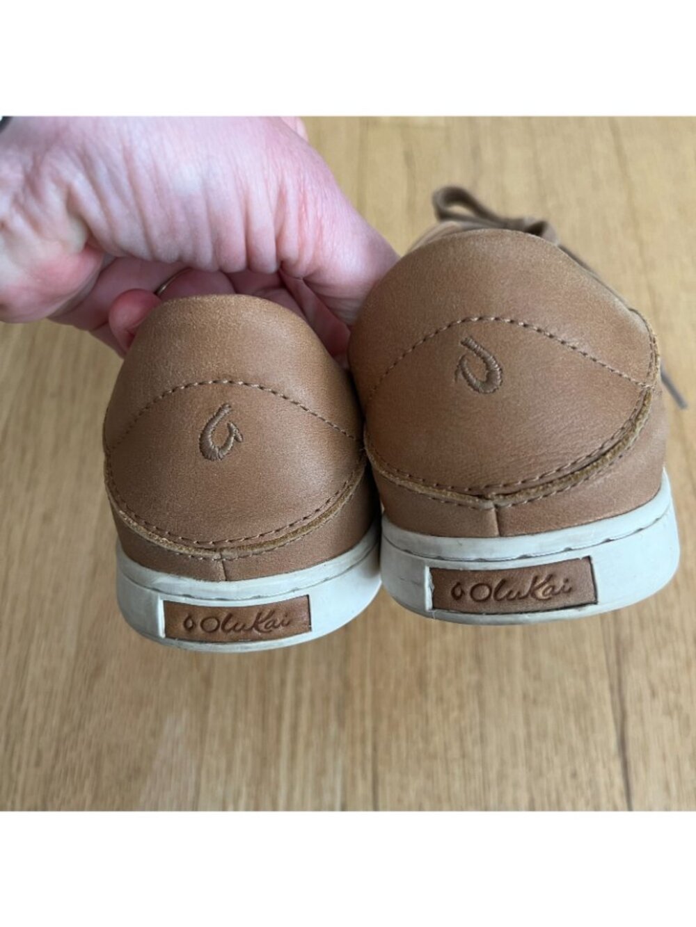 Olukai Pehuea Li Ili Brown Leather Sneakers Women's Size 8 - Picture 6 of 9